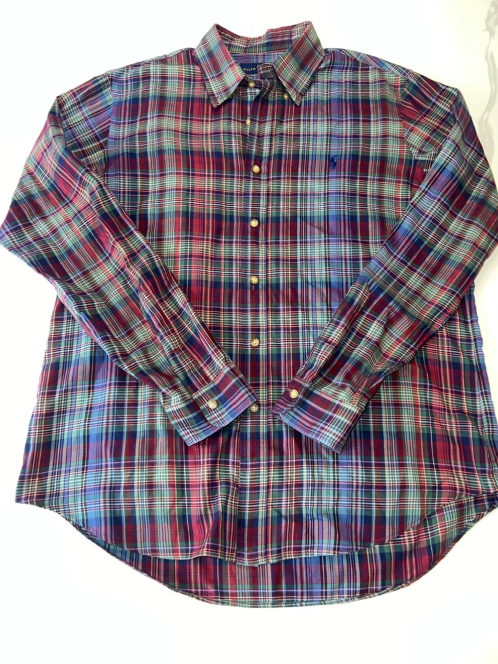 Ralph Lauren Plaid Button-Down Shirt in Red and Blue